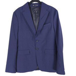NWOT ZARA WOOL Blend Navy 2 Button Blazer Jacket 4 Button Cuffs 6861/370 Size 36